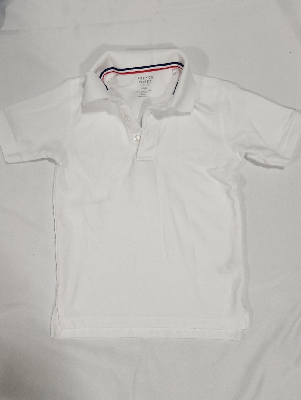 French Toast White Polo with Navy & Red Trim